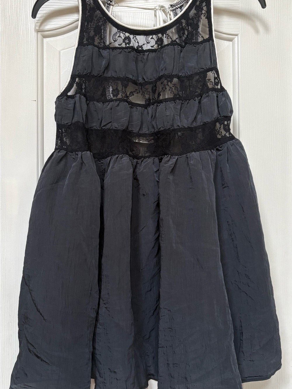 Free People Current Obsession Black Lace Panel Mini Slip Tunic